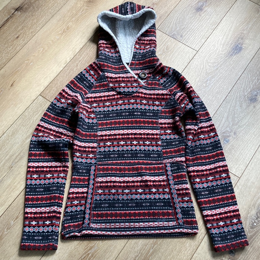 Koppen Hoodie Women Small Fair isle Pullover Sweater Hooded Fleece Hikin…